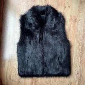 INC International Concepts Black Fur Vest Small/Medium